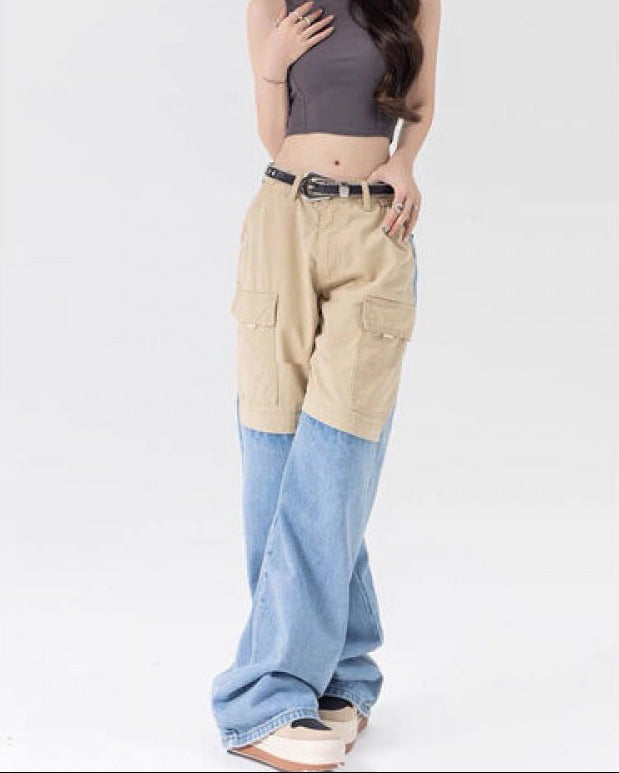 Urban Split Denim Cargo Pants