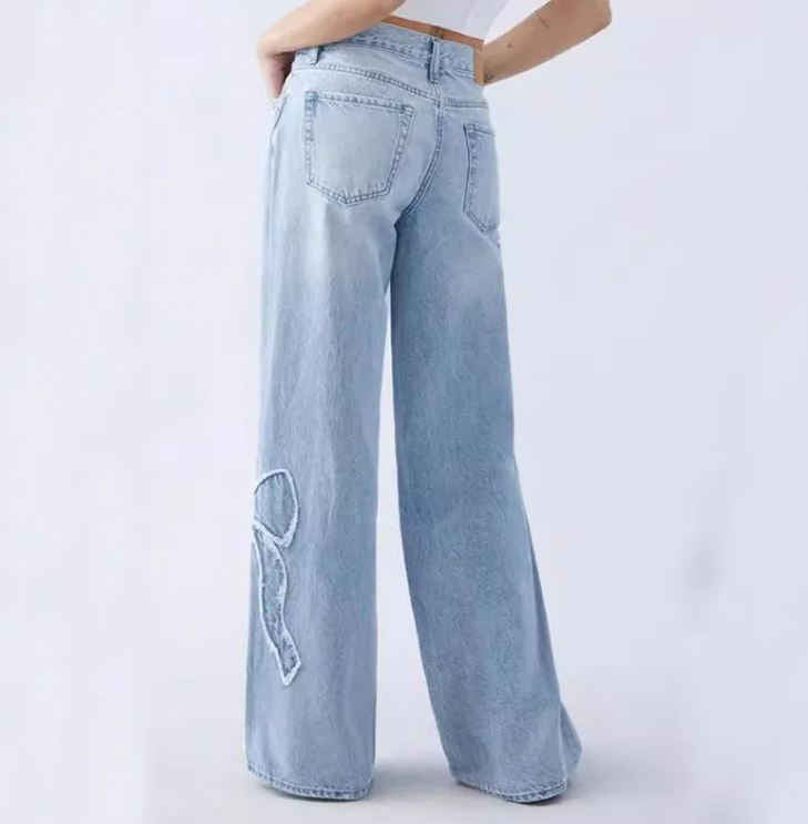 Darling Denim Bow Straight Leg Jeans