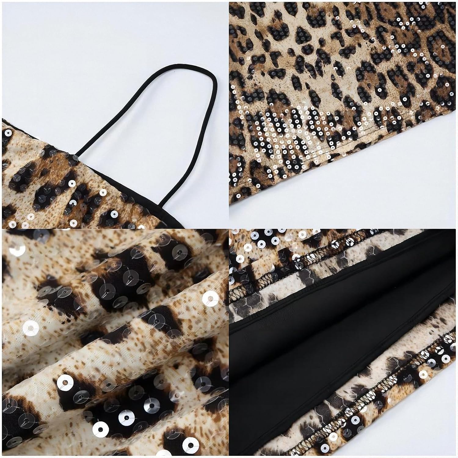 Sequin Leopard Print Mini Dress - Sexy Club Dress