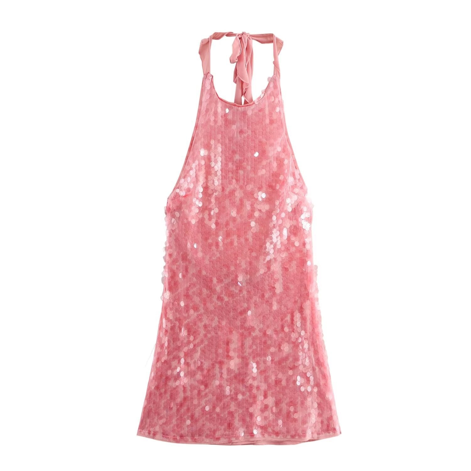 Disco Doll Sequin Halter Mini Dress