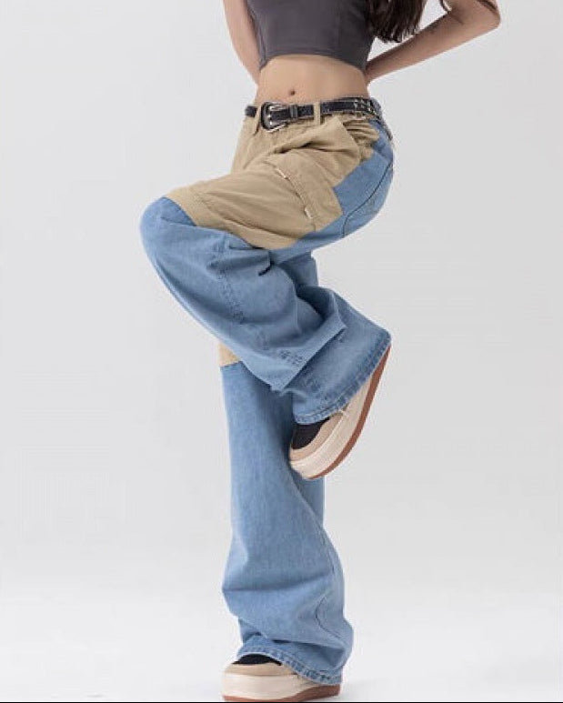 Urban Split Denim Cargo Pants