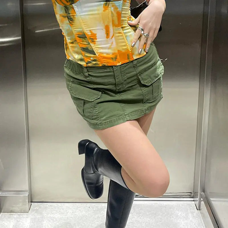Y2K Mini Cargo Skirt