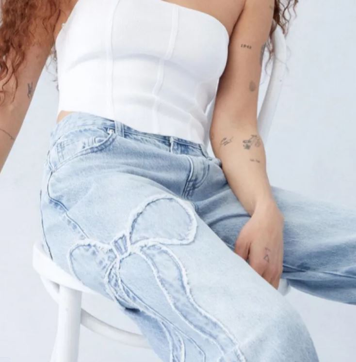 Darling Denim Bow Straight Leg Jeans