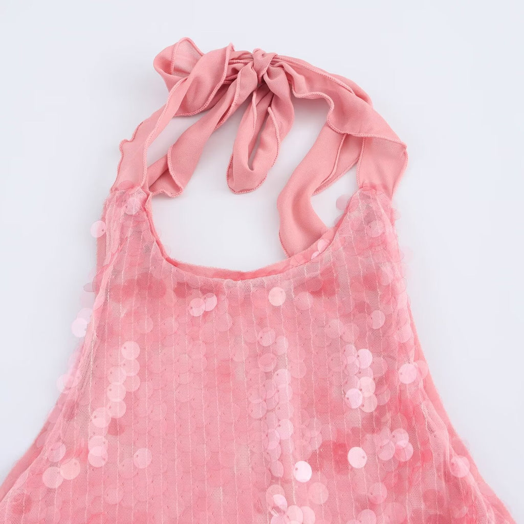 Disco Doll Sequin Halter Mini Dress