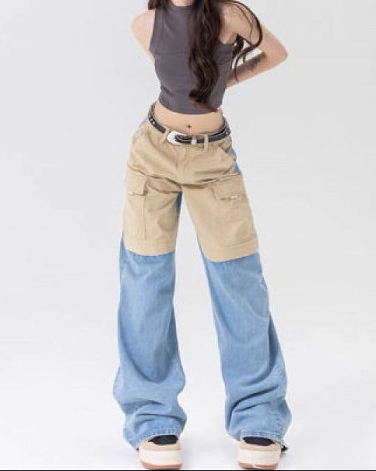 Urban Split Denim Cargo Pants