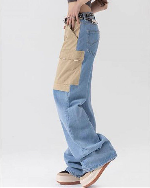 Urban Split Denim Cargo Pants