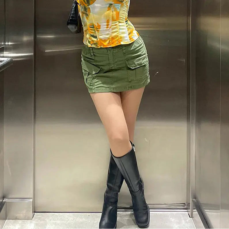 Y2K Mini Cargo Skirt