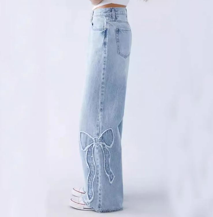 Darling Denim Bow Straight Leg Jeans