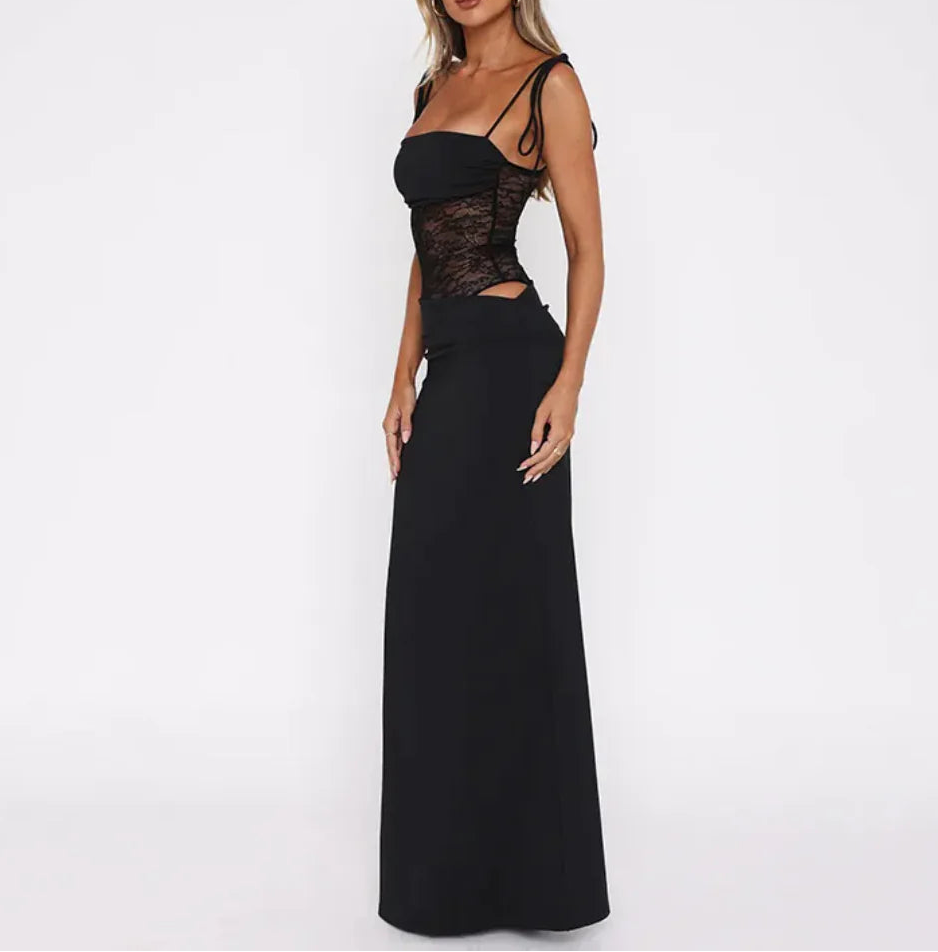 Lace Trim Slip Maxi Dress