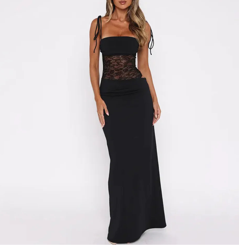 Lace Trim Slip Maxi Dress